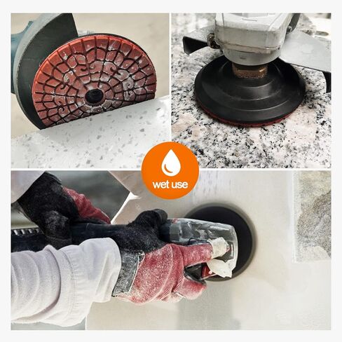 Diamond polishing pad 6PCS 4 Inch(#50*2,100*2 ,200*1 ,400*1)Super Copper Metal Bond Wet Diamond Polishing Pads for Granite Marble Concrete Floor Grinding Disc Strong Grinding Force. in Kuwait