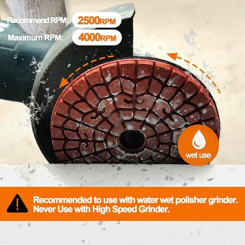 Diamond polishing pad 6PCS 4 Inch(#50*2,100*2 ,200*1 ,400*1)Super Copper Metal Bond Wet Diamond Polishing Pads for Granite Marble Concrete Floor Grinding Disc Strong Grinding Force. in Kuwait