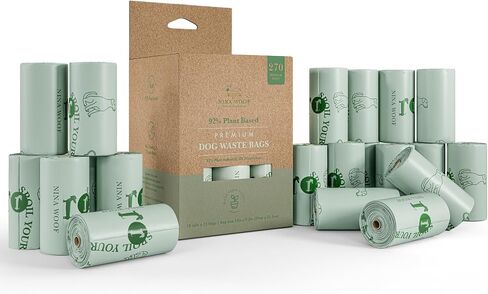 Eco-Friendly 92% Plant-Based Dog Poop Bags Rolls -180 Extra Thick, Durable, Leak-Proof, Odorless, Convenient Disposal - USDA Certified, Heavy-Duty Trash Bags and Garbage Bags in Saudi Arabia