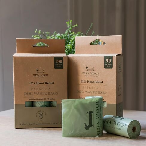Eco-Friendly 92% Plant-Based Dog Poop Bags Rolls -180 Extra Thick, Durable, Leak-Proof, Odorless, Convenient Disposal - USDA Certified, Heavy-Duty Trash Bags and Garbage Bags in Saudi Arabia