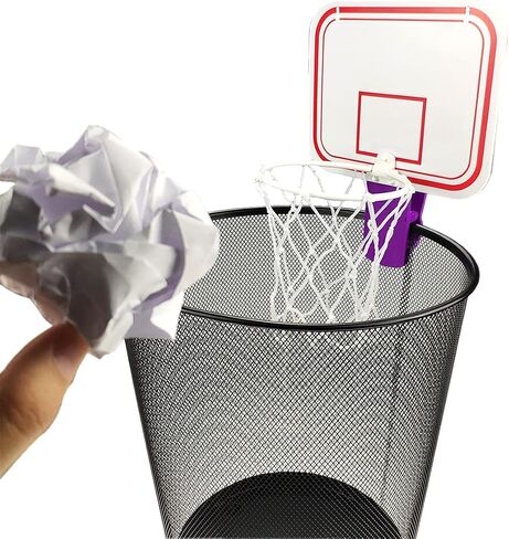 TaktZeit Office Basketball Hoop Clip for Trash Can Basketball Game Small Basketball Board Clip لسلة النفايات في الحمام وغرفة النوم والحمام والمكتب (أبيض، 6.3 بوصة × 7.9 بوصة) in Kuwait