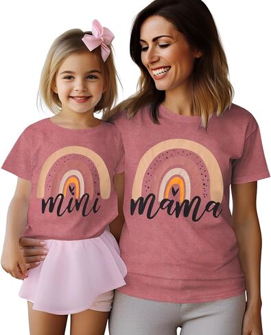 Mommy and Me Matching Outfit Mothers Day Rainbow Mama Mini Shirts Cute Mom Daughter Family Matching Set Gifts Tees in Saudi Arabia