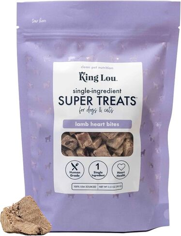 King Lou Pets - Beef Heart Jerky for Dogs - USA-Made Dehydrated Beef Heart Jerky Dog Treats - 1 lb Fresh Beef Heart Prior to Dehydration in Saudi Arabia