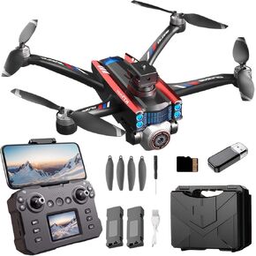 Brushless Drones With Camera For Adults 4K,Mini Drone With Screen On Controller,Beginner Drone With Obstacle Avoidance,Optical Flow Positioning,One Key Take Off/Land, 360 Flips,Gestures Selfie, Trajectory Flight,2 Batteries,Toys Gifts for Men Boys