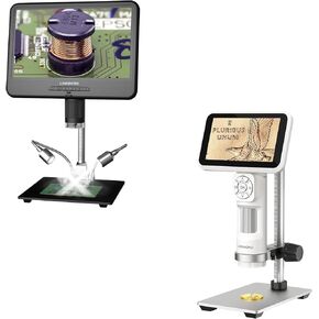 LM210 10.1'' LCD Coin Digital Microscope Full View for Error Coins, Soldering Microscope Camera + LM115 LCD Digital Coin Microscope, 5'' Handheld USB Coin Magnifier with 8 LED Lights for Error Coins
