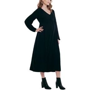 Motherhood Maternity Women's Long Sleeve Button Front Midi Pregnancy Dress