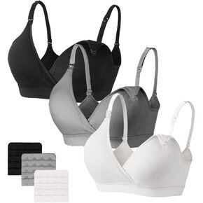 Wireless Nursing Bras for Breastfeeding 3 Pack Maternity Bras for Pregnancy Supportive for Women with Extra Extenders