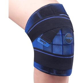 NEWGO Ice Pack for Knee After Knee Replacement Surgery, Long Lasting Coldness Knee Ice Pack Wrap with Ice Cubes for Knee Injuries Swelling, Knee Surgery, Sports Injuries