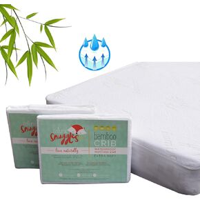 Bamboo Rayon Baby Crib Mattress Protector - Waterproof Breathable Cooling Fitted Mattress Cover 28x52 inches (2 Pack)