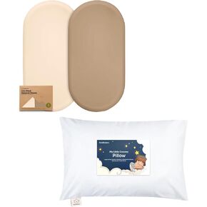 Keababies 2-Pack Bassinet Sheets for Girls, Boys and Toddler Pillow with Pillowcase - Bassinet Mattress Sheets Compatible with Halo Bassinest Swivel Sleeper - 13X18 Soft Cotton Toddler Pillows