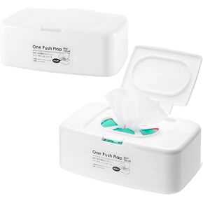 2 PCS Flushable Wipes Dispenser, 6.7 x 4.1 x 2.4 Inches Wipe Container for Bathroom, Refillable Suction Cup Compact Wet Wipes Holder, Wipes Dispenser Box for Living Room Office Car