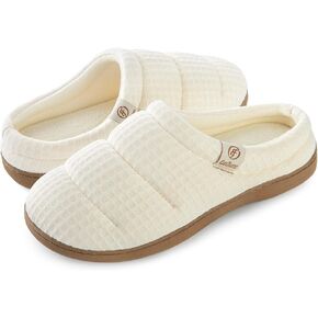 EverFoams Women's Cozy Waffle Slippers Soft Quilted Memory Foam Indoor House Shoes