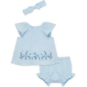 Little Me Clothes for Baby Girls' Gauze Sunsuit and Headband Set, 3-12 Months