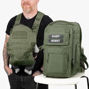 Tactical Baby Gear Everyday Backpack + Baby Carrier Bundle – Military-Grade, Water-Resistant, Tactical Diaper Bag Backpack & Tactical Baby Carrier for Dads (Ranger Green)