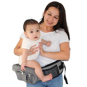 Carryme Hip Seat Baby Carrier - Adjustable Ergonomic Carrier for Newborns & Toddlers (Up to 45lbs) - Comfortable, Safe & Stylish Graphite Design