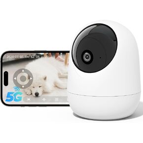 Rraycom 2.4G/5G Security Camera Indoor for Baby Monitor,2K Cameras for Home Security,360°Pan & Tilt, Dog/Pet Camera, Motion Tracking& Sound Detection, 2-Way Audio, Night Vision,Siren,Works w/Alexa