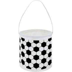 Small Canvas Bucket,Easter Buckets,Gift Baskets with Handle,Cute Pattern Candy Basket Empty,Bucket Decoration(Football)
