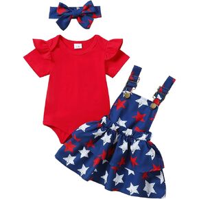 Baby Girl Outfits Ruffle Sleeve Knit Ribbed Romper Suspender Skirt Headband Baby Dress Infant Girl Clothes