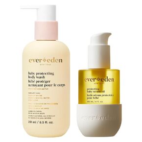 Evereden Protecting Baby Set - Moisturizing Protecting Baby Body Wash and Shampoo 8.5 oz. and Protecting Baby Massage Oil, 4 oz. | Clean Baby Care