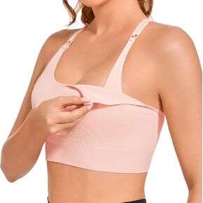 HBselect Nursing Bras for Breastfeeding, Medium-Impact Nursing Sports Bra Support Maternity Bras Pregnancy Wireless Bra