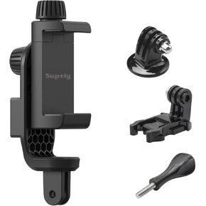 Suptig Phone Holder for Tripod, Action Camera Tripod Mount Adapter Compatible for iPhone, Gopro, DJI Action, Insta 360, Akaso, Mic, LED Light Photography Accessories
