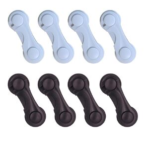 KongNai White Cabinet Locks 4 Pack + Black Cabinet Locks 4 Pack for Babies Safety