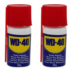 WD_40, Pack of 2 Multipurpose Spray for Home Improvement, Frees Jammed Locks & Rust Parts, Adhesive Remover, Grill & Stove Cleaning - Multi use for Home, Work and DIY Purposes, 32g