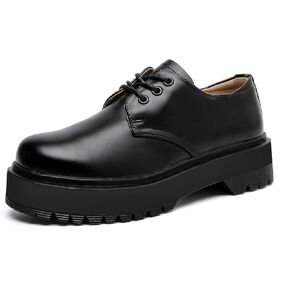 MEMON Womens Black Oxford Shoes,Vintage Oxford Platform Shoes for Women,Low Heel Lace up Chunky Platform Oxfords,Comfort Dress Shoes(ME23029-BLACK-11)