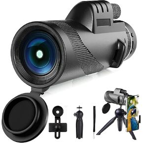 Monocular for Adults, 80X100 Monoculars for High Power Monocular Telescope for Smartphone Wildlife Bird Watching Hunting Camping Travel Scenery with Smartphone Holder & Tripod (Black)