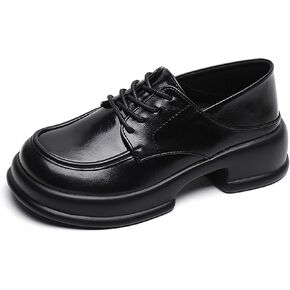 Women's Classic Platform Chunky Oxfords,Lace Up Comfortable Round Toe Business Casual Office Work Formal Shoes