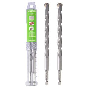 1/2" x 8" Masonry Drill Bits (2 Pack) Concrete Hammer Drill Bits Carbide Tipped, for Cement, Brick, Stone, Hex Shank