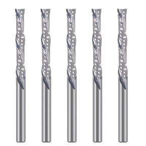HOZLY 3.175mmX22mm Left Handed 2 Spiral Flute Bits Down Cut Carbide Endmill Cutter Pack Of 5