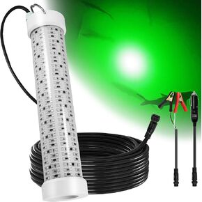12 فولت تحت الماء ضوء الصيد الأخضر مع كابل 50 قدم ، 200W 20000LM السطوع LED LED جاذبات الأسماك الغاطسة للقوارب/الأرصفة/قوارب الكاياك