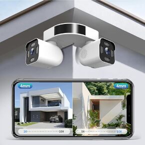Dual Lens WiFi Outdoor Cameras For Home Security, 2.5K/5MP House Cameras With Audio And Video, PTZ Security Cameras Wireless Outdoor With Auto Tracking, Outdoor Camera Wired Support Color Night Vision