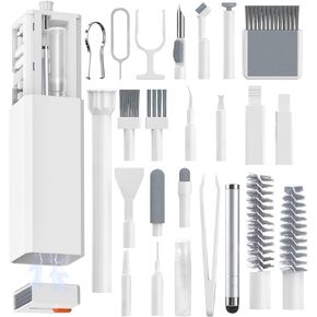 Professional Keyboard Cleaning Kit with 32-in-1 Tools for Earbuds,Cellphones, PC, Screens,Camera Lens, Electronics Devices,Mechanical Keyboards,Compact and Portable Design(White)