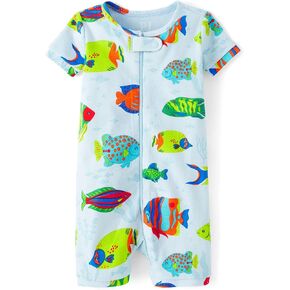 The Children's Place Baby Boys 'and Newborn 100 ٪ Cotton Short Sleeve Zip Pront One One Foot Foot