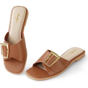 Ankis Black White Brown Women's Flat Sandals Comfortable Flat Sandals for Dressy Summer Women's Slide Sandals