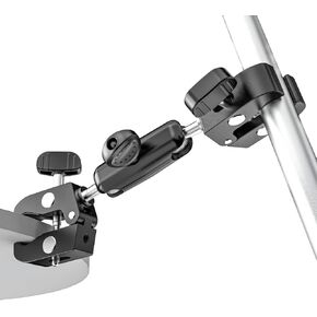 Double Super Clamp Mount with 1/4" Screw Interface [Full Metal] 360° Adjustable Umbrella Clamp for Photo Studio Light Stand, Pole, Cross Bars, Photography Reflector, Handlebar, C Stand, Desk