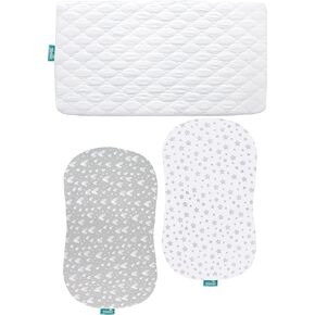 Crib Mattress Protector Waterproof & Noiseless Crib Mattress Pad Cover & Bassinet Sheets Compatible with Halo BassiNest Swivel, Glide Sleeper, 2 Pack