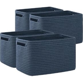 OIAHOMY 4 Pack Storage Baskets for Organizing, Cube Storage Bins for Shelves, Rectangle Storage Baskets With Handles, Woven Baskets for Storage, 12.7''Lx9''Wx7.8''H, Yellow