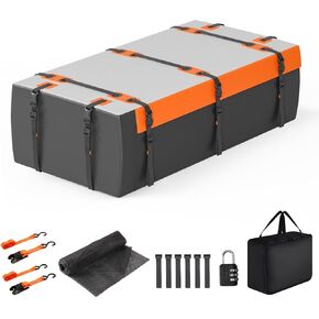 Car Rooftop Cargo Carrier Bag, 30 Cubic Feet Car Roof Cargo Carrier Bag Waterproof for All Vehicle with/Without Rack, Include Anti-Slip Mat, 2 Reinforced Straps, 6 Door Hooks and Luggage Lock