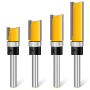 Straight Router Bits Feanron Router Guide Tool ,4 Pcs 1/4 Shank Wood Cutter Woodworking Tools Top Bearing Flush Trim Router Bits Set for Woodworking,Home DIY and Lettering