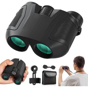12x30 Compact Binoculars for Adults and Kids, High Power Lightweight Small Binoculars with Phone Adapter for Cruise Ship Hiking Bird Watching Sports Safari Viewing Football Sports Concert