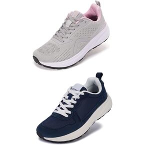 BRONAX Womens Wide Toe Box Shoes Grey Pink and Dark Blue Size 6.5w
