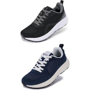 BRONAX Womens Wide Toe Box Shoes Black Grey and Dark Blue Size 9w