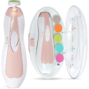 haakaa Baby Nail Trimmer Electric, Safe Baby Nail File Kit with Storage Case, Whisper Quiet Electric Baby Nail Clippers, Extra 6 Replacement Pads, Suitable for Newborn to Adult Trim and Polish