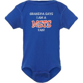 Curiositees My Dad/Grandpa/Uncle Says I am a Mets Fan Baby Boy Bodysuit Outfit - Royal