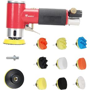 Fastoo 2inch Air Angle Die Grinder, Air Sander Handheld, Pneumatic sanding pen, 90 Degree Handheld Pneumatic Polisher with 12PCS Polished set 2inch 3inch Sanding Pad (Straight center grinder)