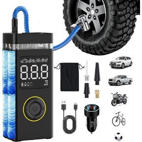 Tire Inflator Portable Air Compressor,150PSl 20000mAh Pump with Pressure Gauge,3x Fast Inflation Cordless,Dual Light Compressor for Cars Bicycles Motorcycles Ball