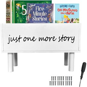 Story Bookshelf for Toddlers,Wooden Book Storage Box,Caddy Basket Organizer with Legs,Floor Book Display,Kids Book Rack Bin Bookcase for Nursery Classroom Library